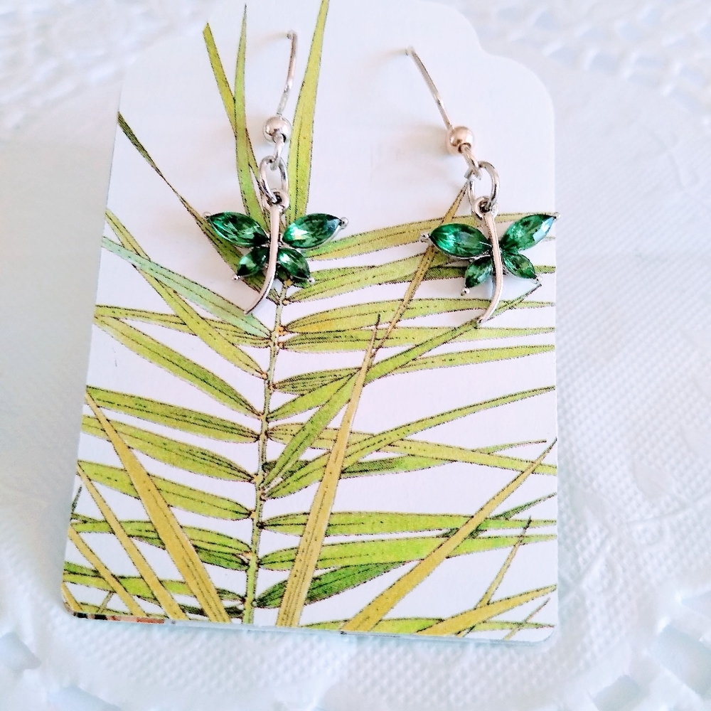 GREEN JEWEL BUTTERFLY EARRINGS 🦋
